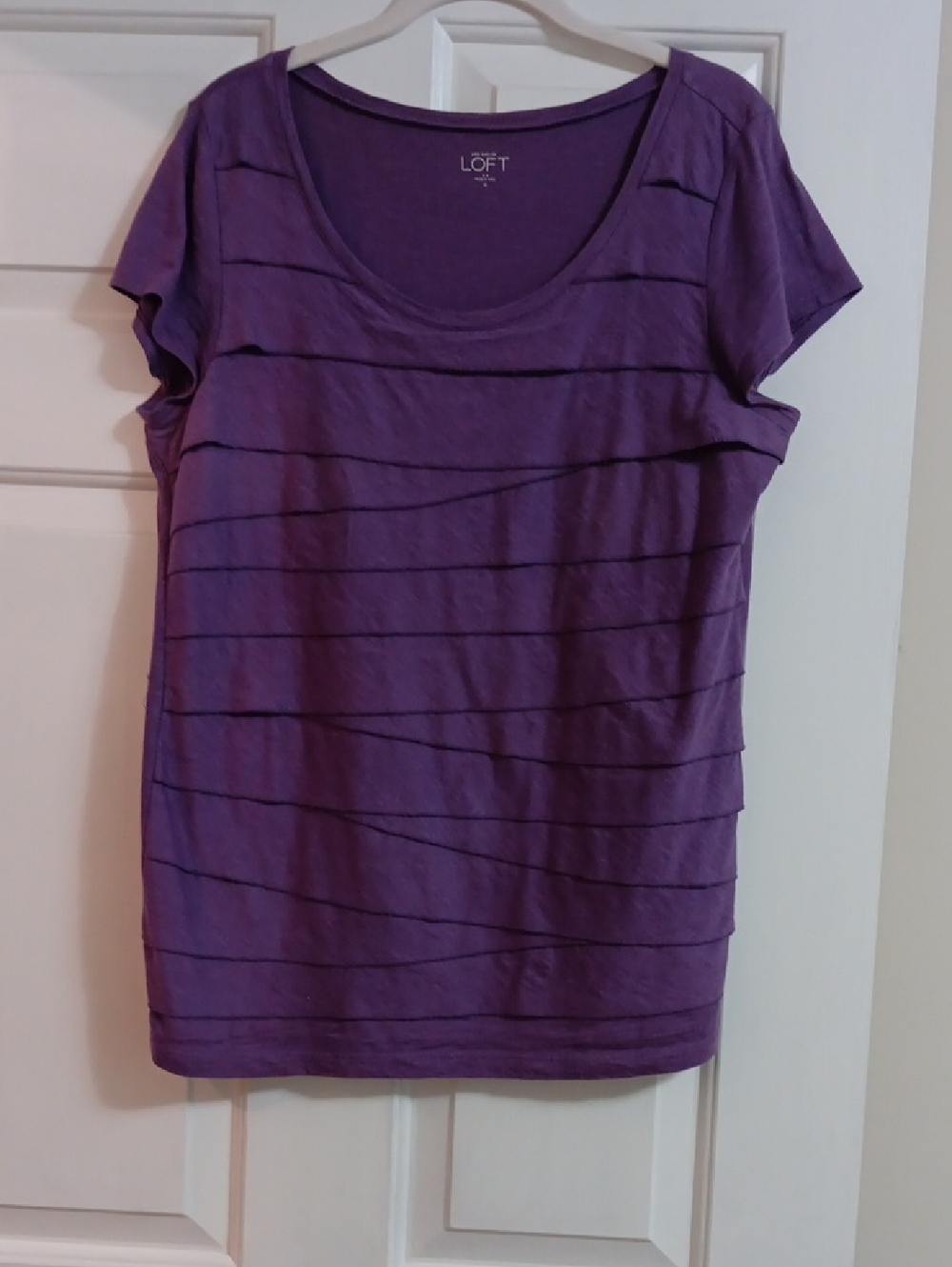 LOFT Purple  Short Sleeve Scoop Top